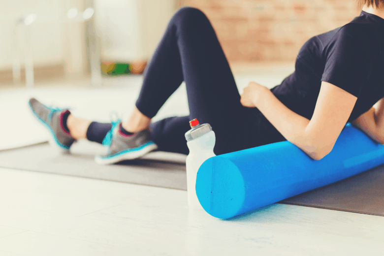 A foam roller is a great tool to have with you to reduce muscle soreness