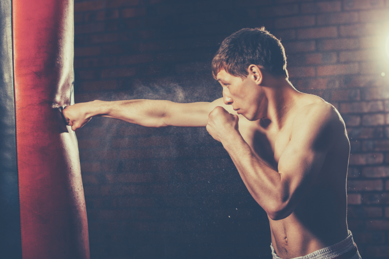 A freestanding heavy bag is easy to move around in your home home gym or garage gym.