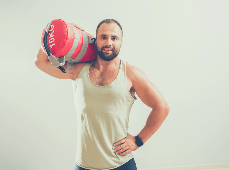 A sandbag trainer is a portable piece of fitness equipment to enhance your conditioning.