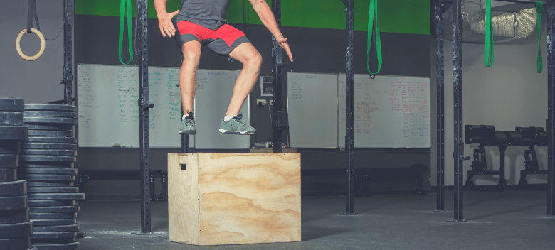 The wood plyo box is used for many workouts of the day or WODs in Crossfit