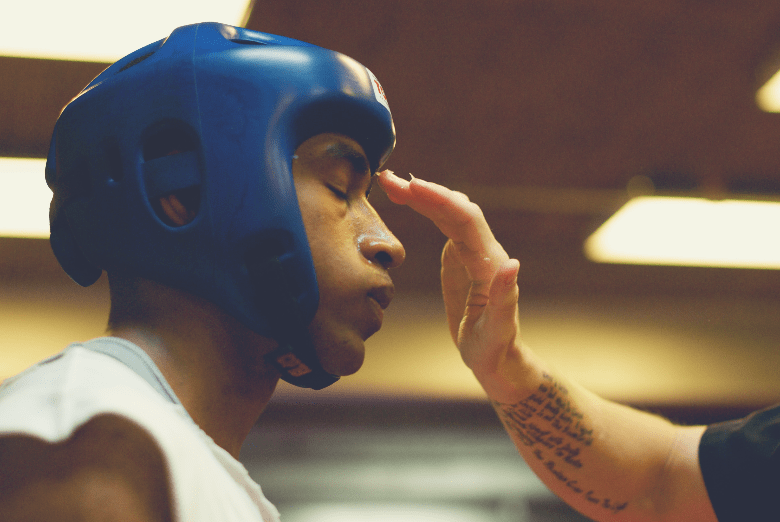 Boxing headgear protects your head, cheeks, forehead, and chin.