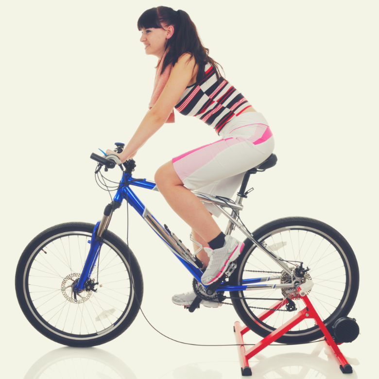 A stationary bike stand or bike trainer allows you to attach your bike to it so you can work out at home.